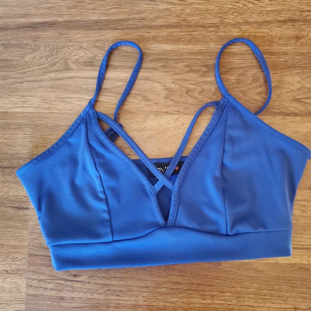 Love Bralette Size Medium Bright Blue Spaghetti Strap